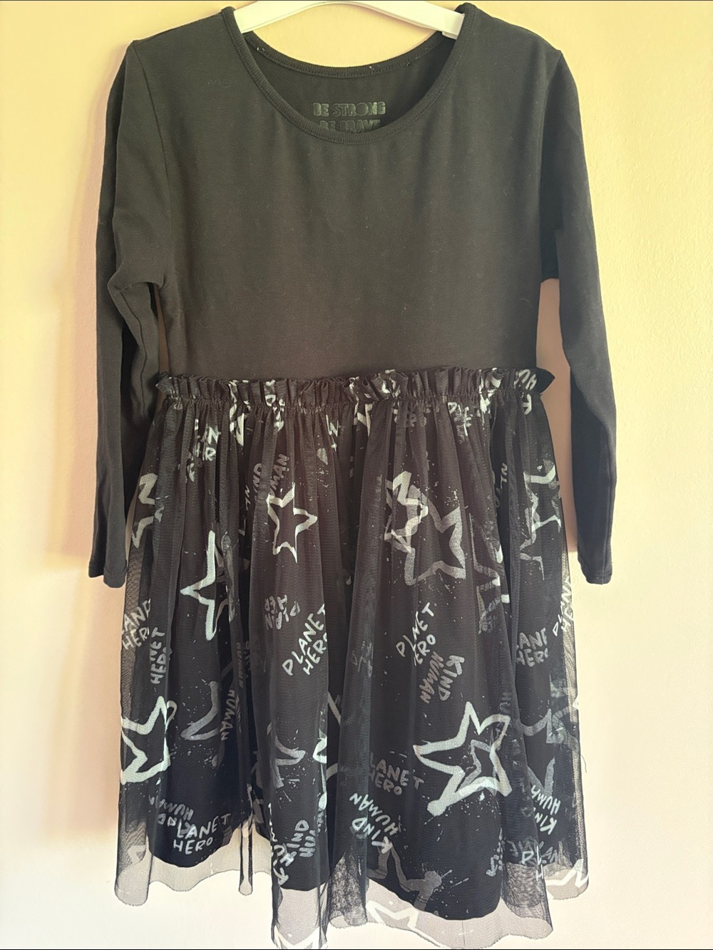 Black Tulle Long Sleeve Dress
